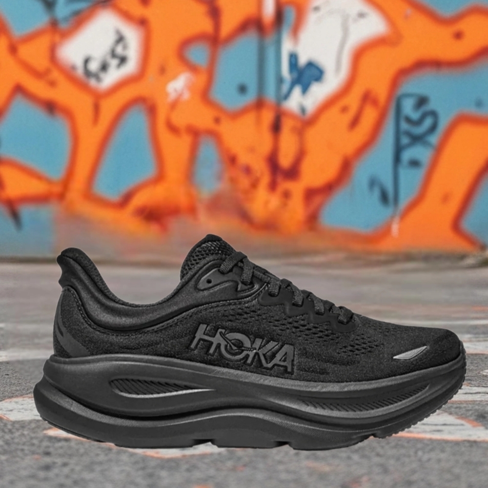 HOKA Bondi One One 9 Men Triple Black Hoka Black Sneakers Running Shoes